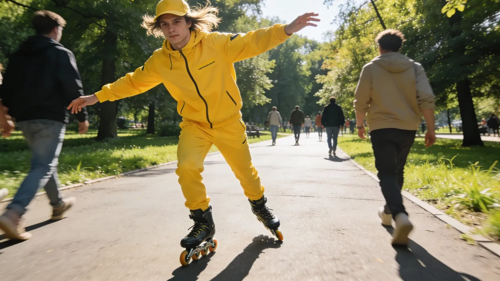 Курьер в фирменной экипировке проверяет маршрут в мобильном приложении на смартфоне.